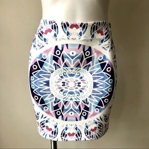🌼 LF E-Lady Boho Mandala Stretch Mini Skirt 10 NWT